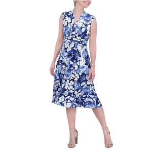Jessica Howard Tonal Floral Jersey Surplice Dress Size 22W